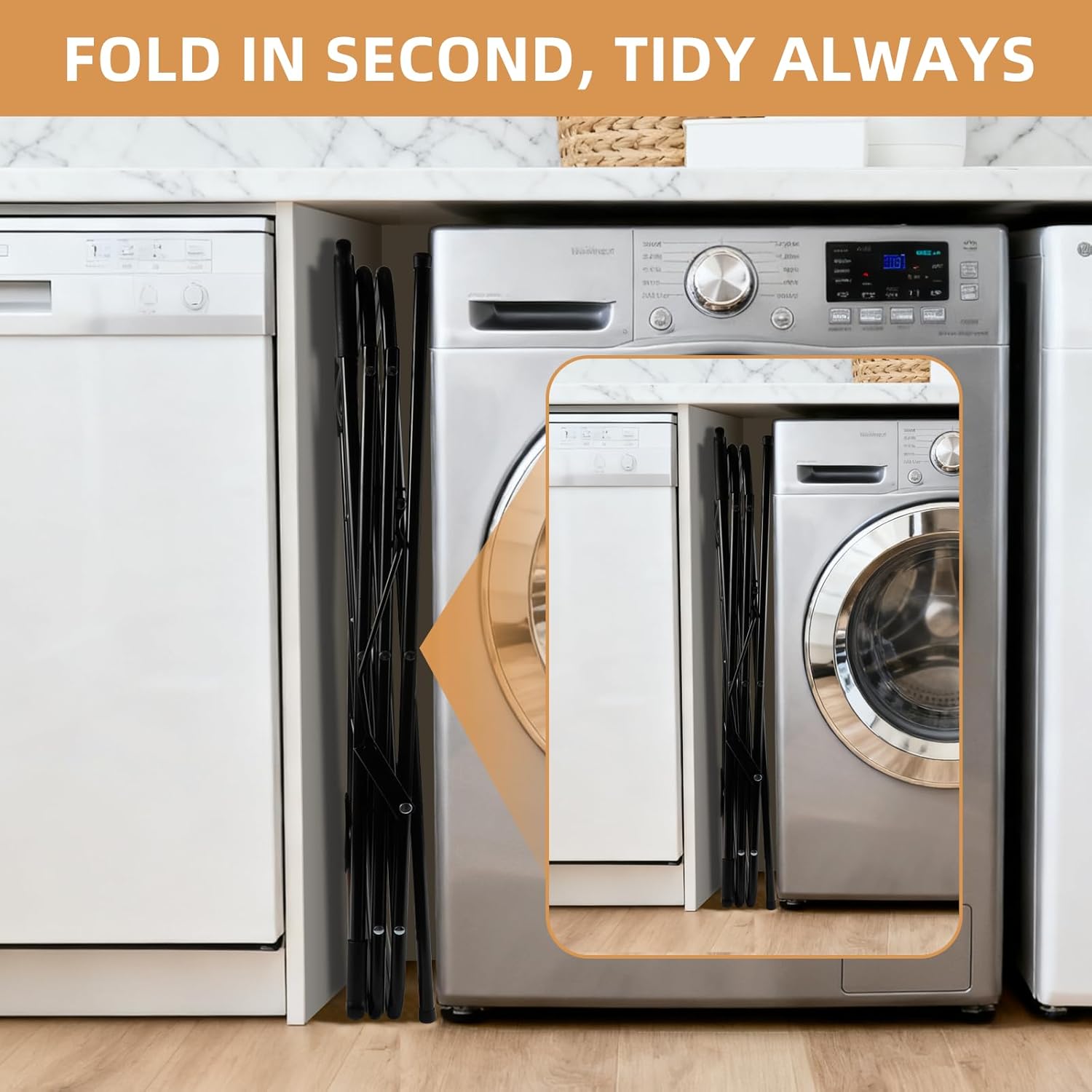 Foldable Clothes Drying Rack | Portable Collapsible Laundry Drying Rack | Use for Indoor & Outdoor | Space Saving | Black 54