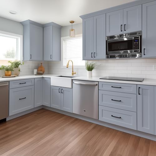 Solid Wood RTA Wall Microwave Cabinet with Open Shelves – Shaker Style, Space-Saving Kitchen Pantry Storage, Durable and Versatile Wall-Mounted Organizer (SK-Grey, 30