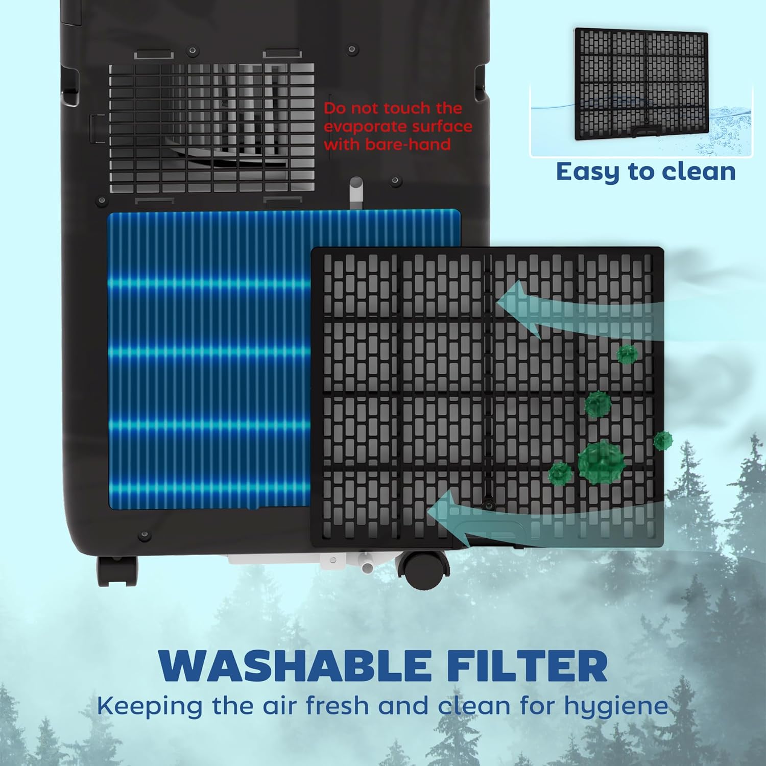 HOMCOM 8000 BTU Portable Air Conditioner for Rooms Up to 345 Sq. Ft., 5-in-1 AC Unit with Dehumidifier, Cooling Fan, Auto, Sleep & Remote, 24H Timer On/Off, Window Installation Kit, Deep Black