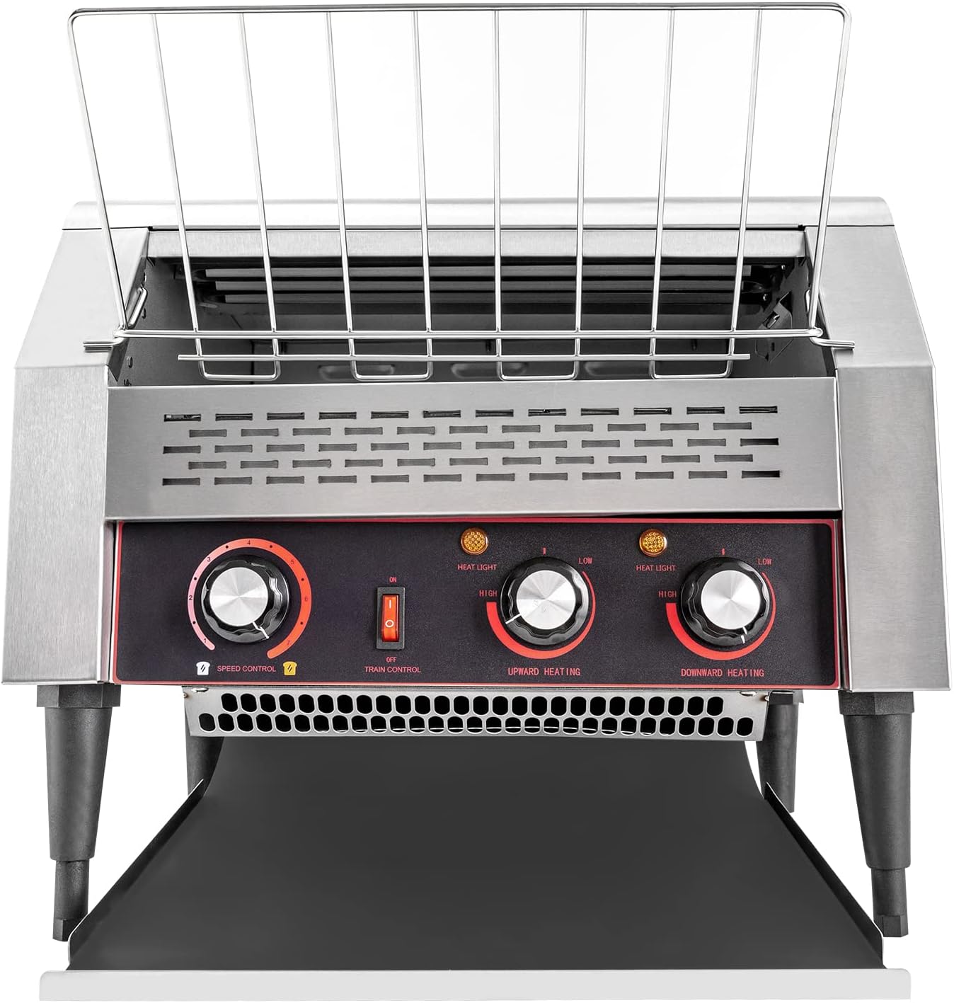 Commercial Conveyor Toaster 450 Slices/Hour Stainless Steel Conveyor Toaster 2600W Electric Toasters Oven Heavy Duty Countertop Restaurant Toaster for Cafes Bun Bagel Bread