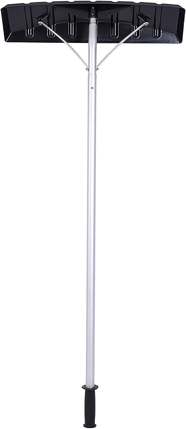 Snow Shovel, Telescopic Pole Roof Rake Snow Removal Systems, Aluminum Head Used to Remove Roof Snow Accumulators for Snow/Leaf