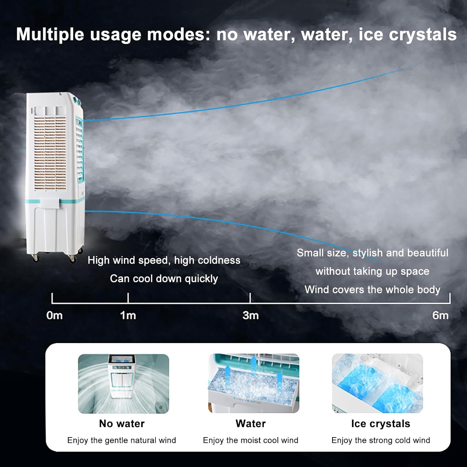 Swamp Cooler Air Conditioner Portable, 3-Speed Fan, 9000CFM Powerful Evaporative Air Cooler, 3-IN-1 Humidifying Cooling Fan for Home, Shop, Factory, Garage(Gray)