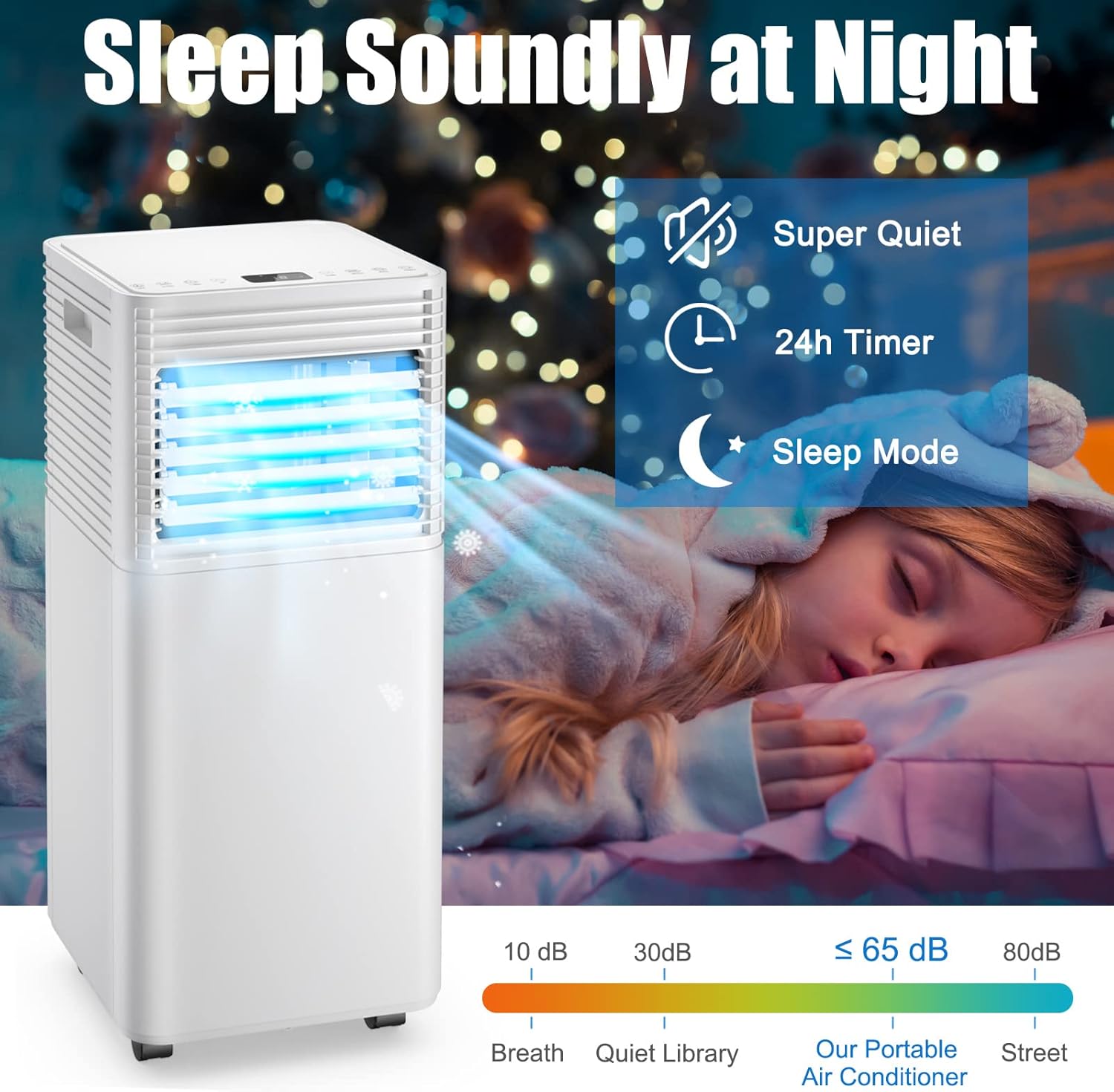 GOFLAME Portable Air Conditioner, 8000 BTU Powerful AC Unit with Remote Control and 4 Universal Casters, 3-IN-1 Air Cooler & Dehumidifier & Fan with 24H Timer for Living Room, Bedroom, Office, White