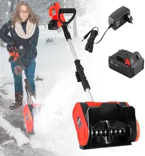 Cordless Snow Blower, 1200W Detachable Electric Snow Ploughs Snow Throwers Portable Snow Shovel (with Battery and Fast Charger)(2battery)