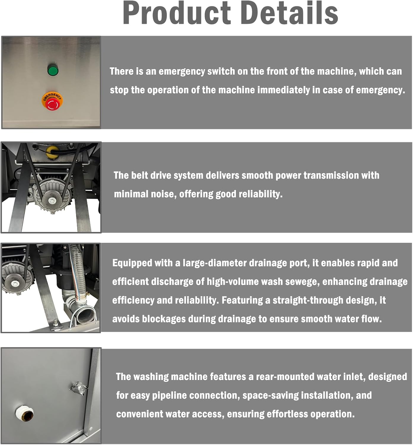 Automatic Laundry Washing Machine Commercial/Industrial Wash+Spin Washer with 33lbs Dry Clothes Capacity Stainless Steel 220V 1PH