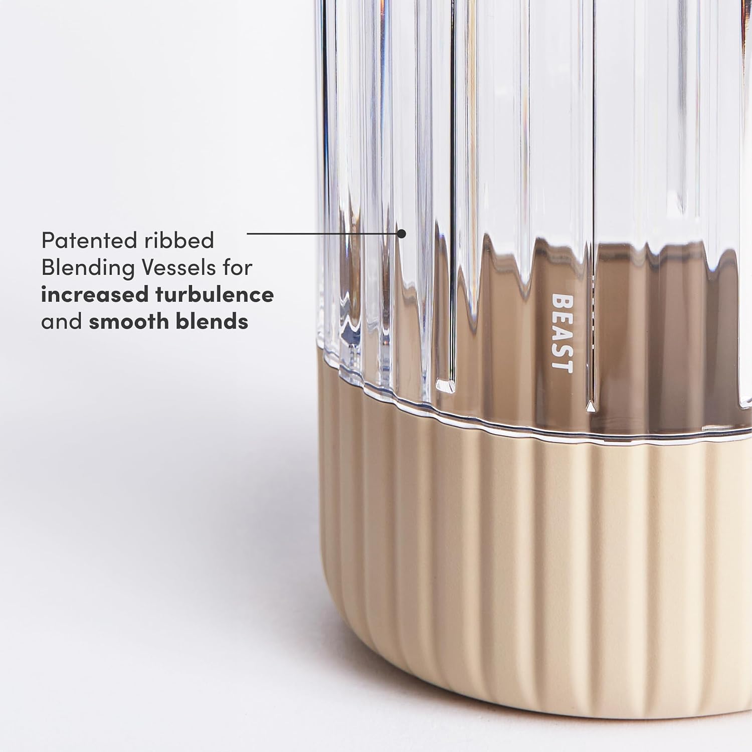 Beast Mega 1200 Plus | Premium Countertop Blender | Smoothies, Shakes, Sauces, Dips, Soups | Blends Ice and Frozen Fruit | XL Vessel | With Extra Vessels, Straw System | 1200W | (Sand, 120V)