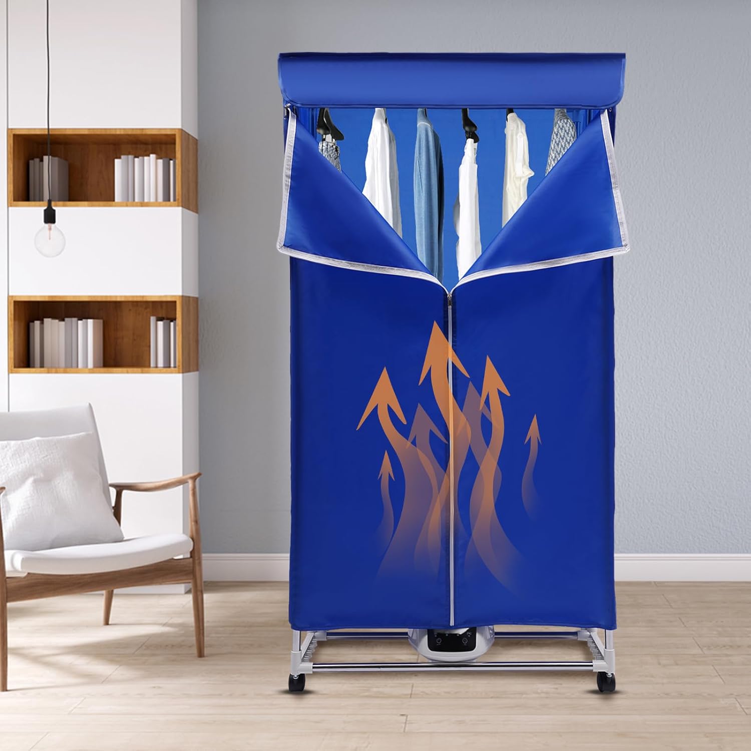 Blue Portable Clothes Dryer, 1200-1500W Foldable Dryer with PTC 5-Layer Heating - 66.14lbs Load Capacity, Stainless Steel&Oxford Cloth, 45dB Quiet, for Apartments, RVs, Travel