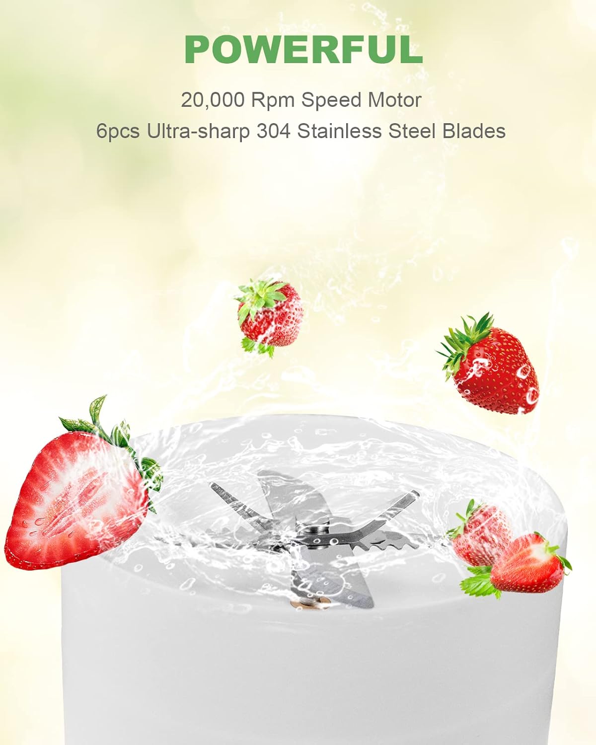 COKUNST Portable Blender for Shakes and Smoothies, BPA-Free USB Rechargeable 16oz Personal Blender Portable, Powerful Portable Blender Bottles with Straw Portable Blender Cup - White