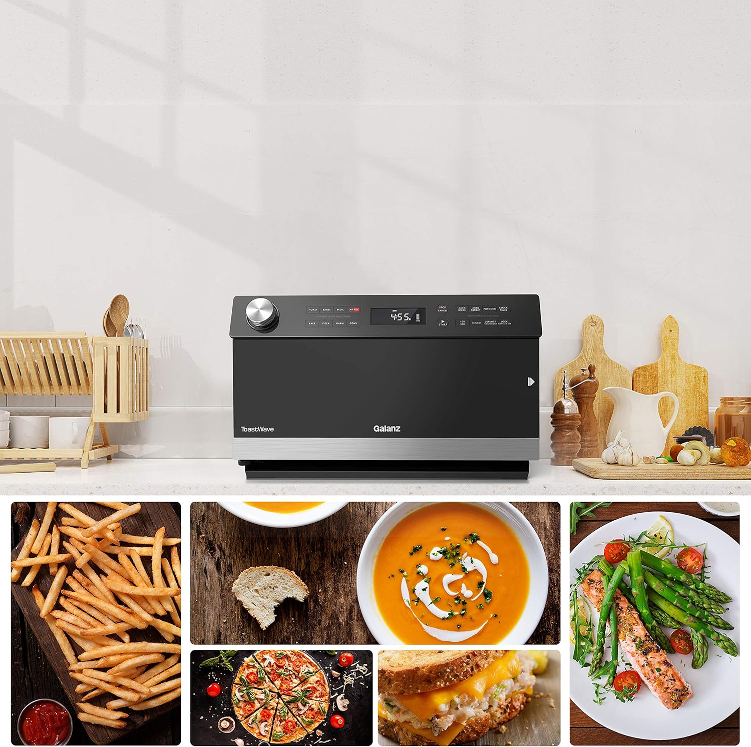 Galanz GTWHG09S1A09 4-in-1 ToastWave with TotalFry 360, Convection, Microwave, Air Fry, Toast Oven, 900W/0.9 Cu.Ft, Stainless Steel