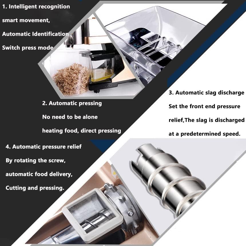 Oil Press Household, Automatic Oil Extractor Hot Cold Pressed Oil, LCD Touch Panel, 304 Organic Oil Maker, 110v-240v Small Household Appliances
