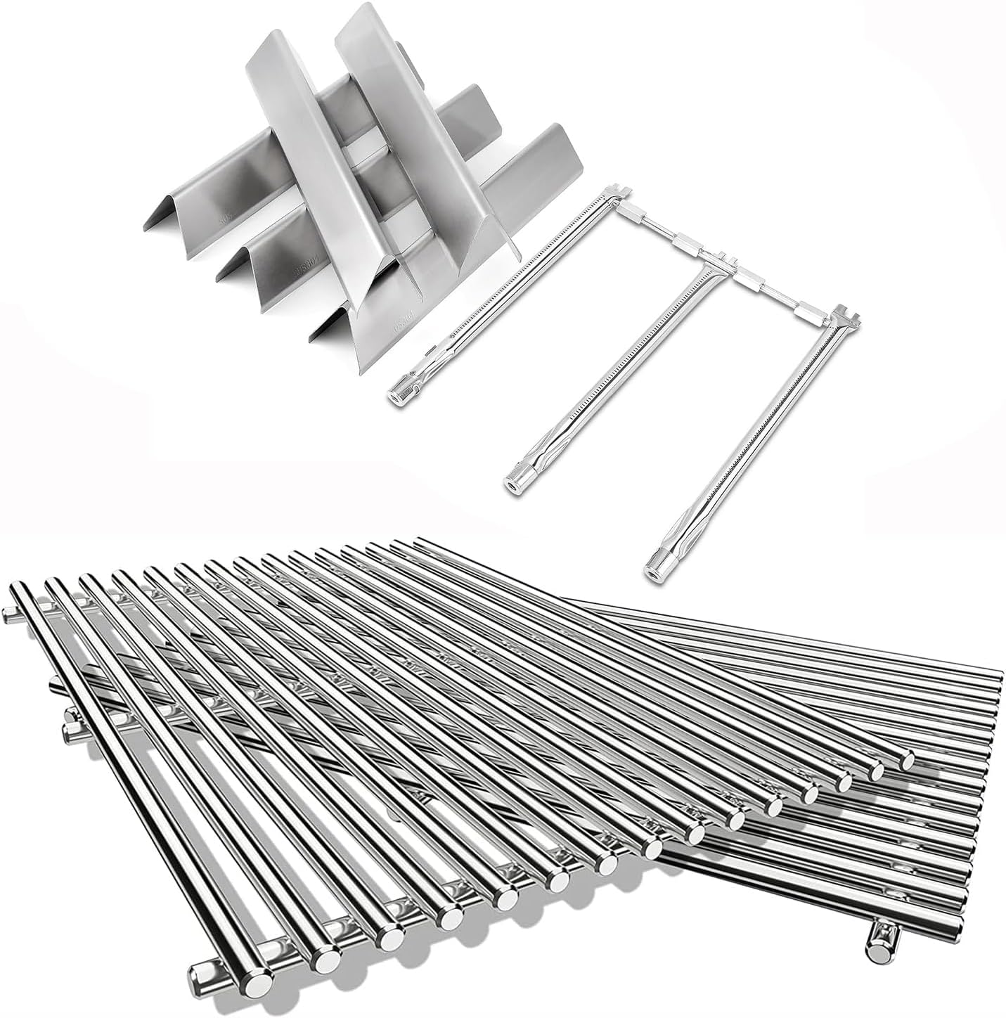 QuliMetal 69787 Grill Burner, 7636 Flavorizer Bars and 9MM Grates for Weber Spirit 300 and GS4 Spirit II 300, Spirit E/S-310 E/S-320 E/S-330 Series Gas Grill