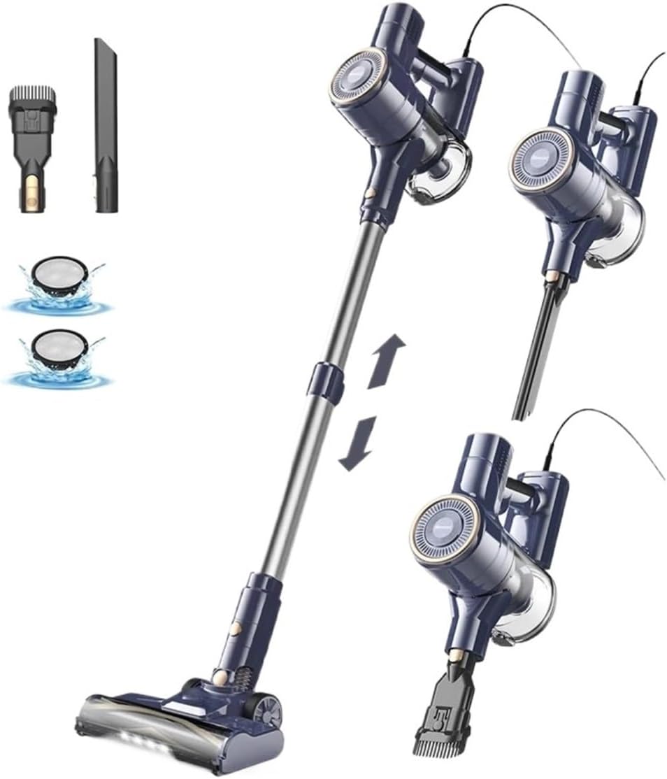 600W 23KPa Stick Vacuum I8 Corded Vacuum Cleaner 6 in 1 Powerful Lightweight Handheld Vacuum for Hard Floor Carpet(I8 Blue)