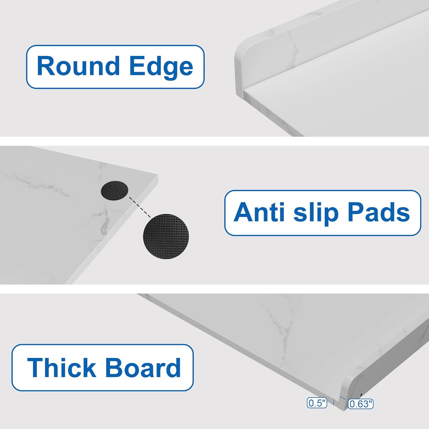 efluky Washer Dryer Countertop, Wood Countertop with Edge Rails for Laundry Room Organization and Storage, Washer Dryer Topper for Laundry Room, 27.5