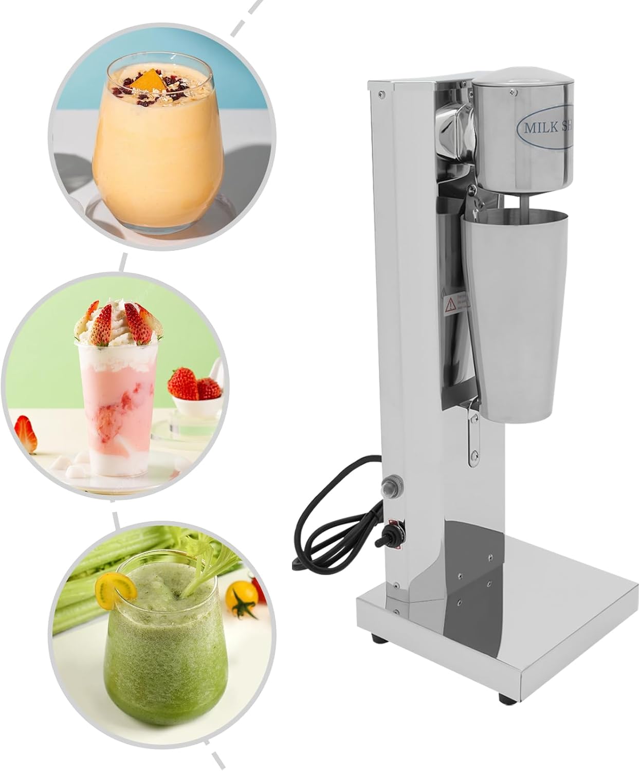 Single Head Milkshake Maker, 180W Commercial Milk Shake Maker Mixer, Electric Drink Mixer Blender Machine with 22 Ounces Cup, 2 Speed Adjustable, Milkshake Blender for Restaurant Home