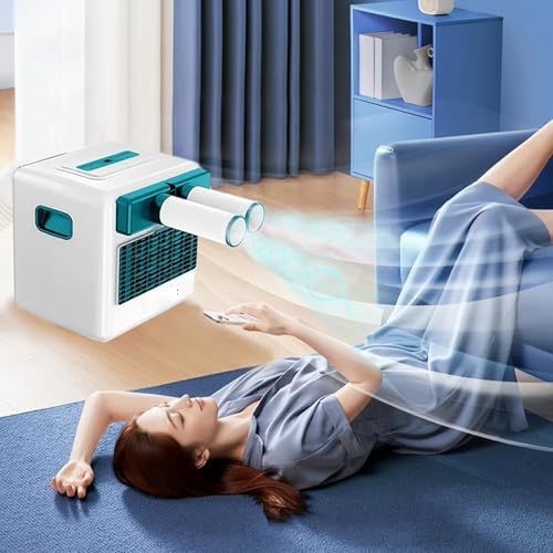 Dual Hose Air Conditioners 3800 BTU Small Portable Ac 2 Wind Speeds with Touch Panel and Remote Control 2 Side Handles for Bedroom, Room, Office, Small Spaces