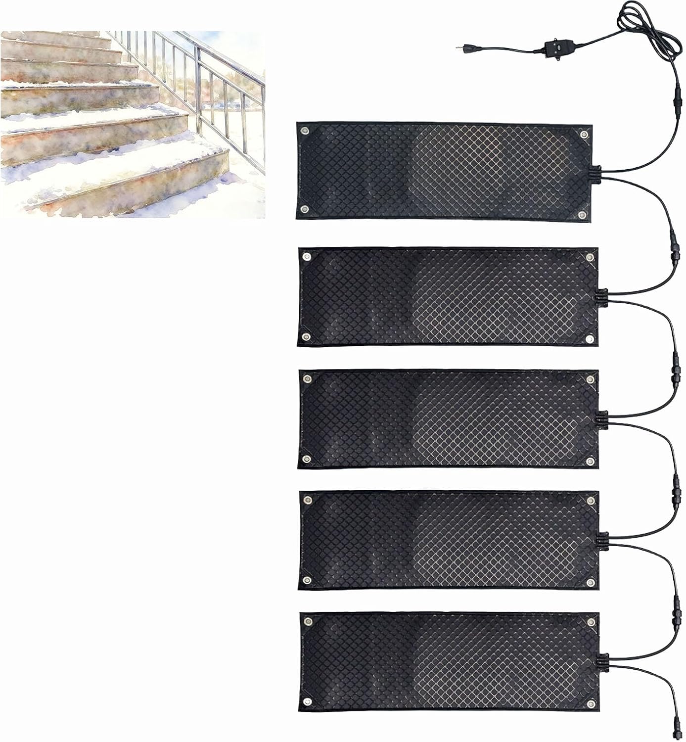 Snow Melting Walkway Mat,Outdoor Heated Snow Melting Mats,110V, Anti-Slip Prevents,for Corridors, Outdoor, Stairs, Ramps, Entrances, Roofs(Size:10 * 48in,Color:5 Piece)