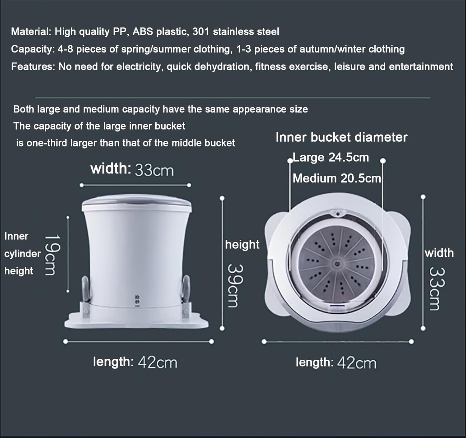 Manual Clothes Dryer Dehydrator,Manual Draw Cord Spin Dryer,Portable Lightweight Mini Manual Clothes Dryer for Home,Camping,Travel,Outdoor (Dreamy Blue, Large Capacity Enhanced Edition)