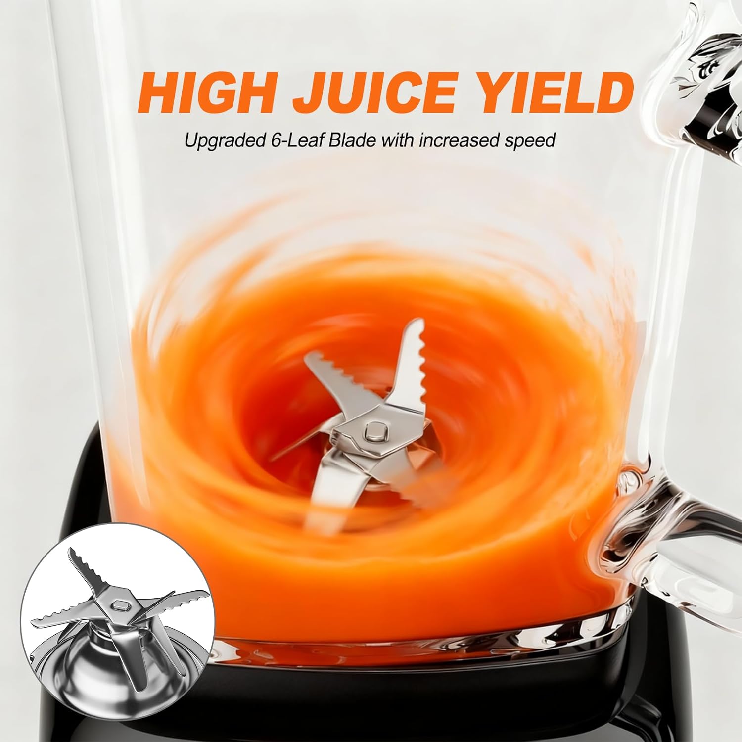 Camic 750W Professional Blender,6-Cup Glass Jar Blender for Smoothies and Shakes with 6 Sharp Stainless Steel Blades,Ice Crush Function,for Juice,Puree, Soup (Black)