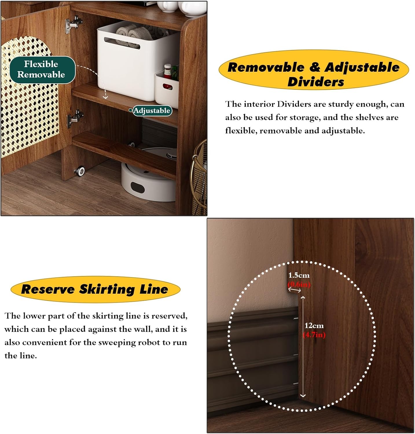 Rolling Smart Sweeper Hideaway Cabinet for Household, Retro Sturdy Sweeping Robot Storage Rack & Portable Sofa Side Table Nightstand Cart with Wheels, 90 Cm Tall Solid Wood Coffee Desk(Natural,50x45x9