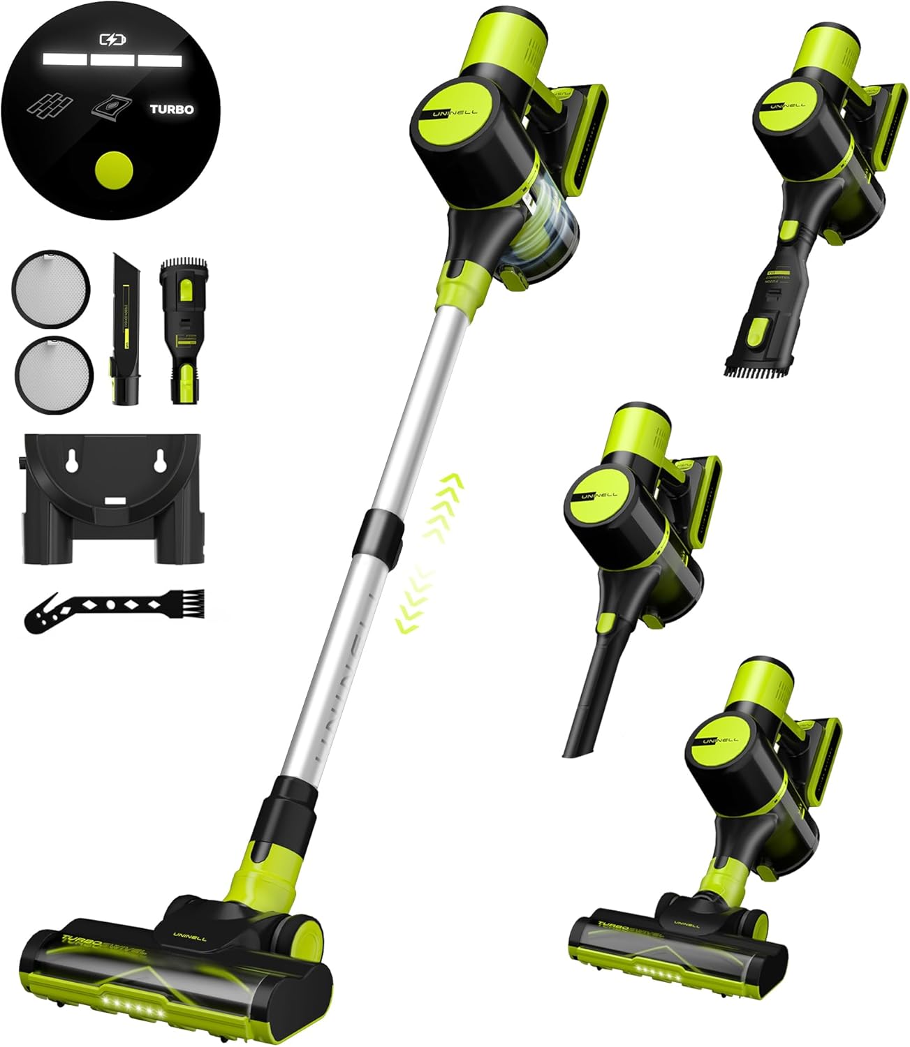 UNINELL HOME Cordless Vacuum Cleaner, 45Kpa 55 Mins Vacuum Cleaners for Home, Lightweight, Anti-Tangle, Self-Standing, Rechargeable Vacuum Stick Cordless for Pet Hair, Floors, Carpet