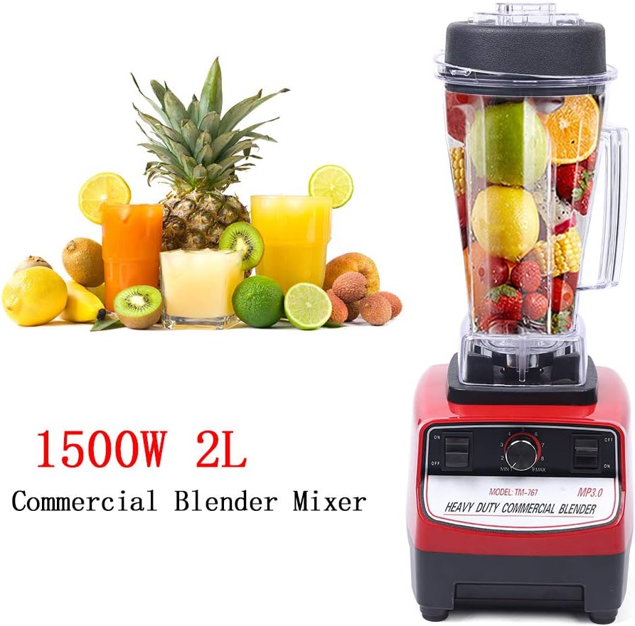 Professional Blender for Kitchen, 1500W Electric Commercial Blender Milkshake Mixer Smoothie Maker, Mixed Drink Coffee Maker for Home Kitchen Restaurant, Speed Control, 2L/0.5Gal Cup