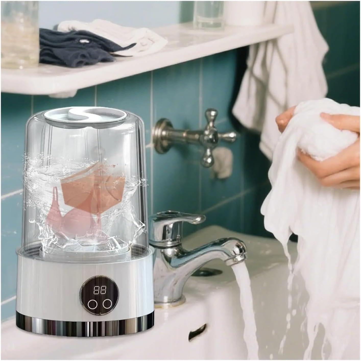 Compact Laundry. Portable Washer Portable Washing Machines for Apartments Charging Silent Washing for Underwear Panty Sock .Portable(White)