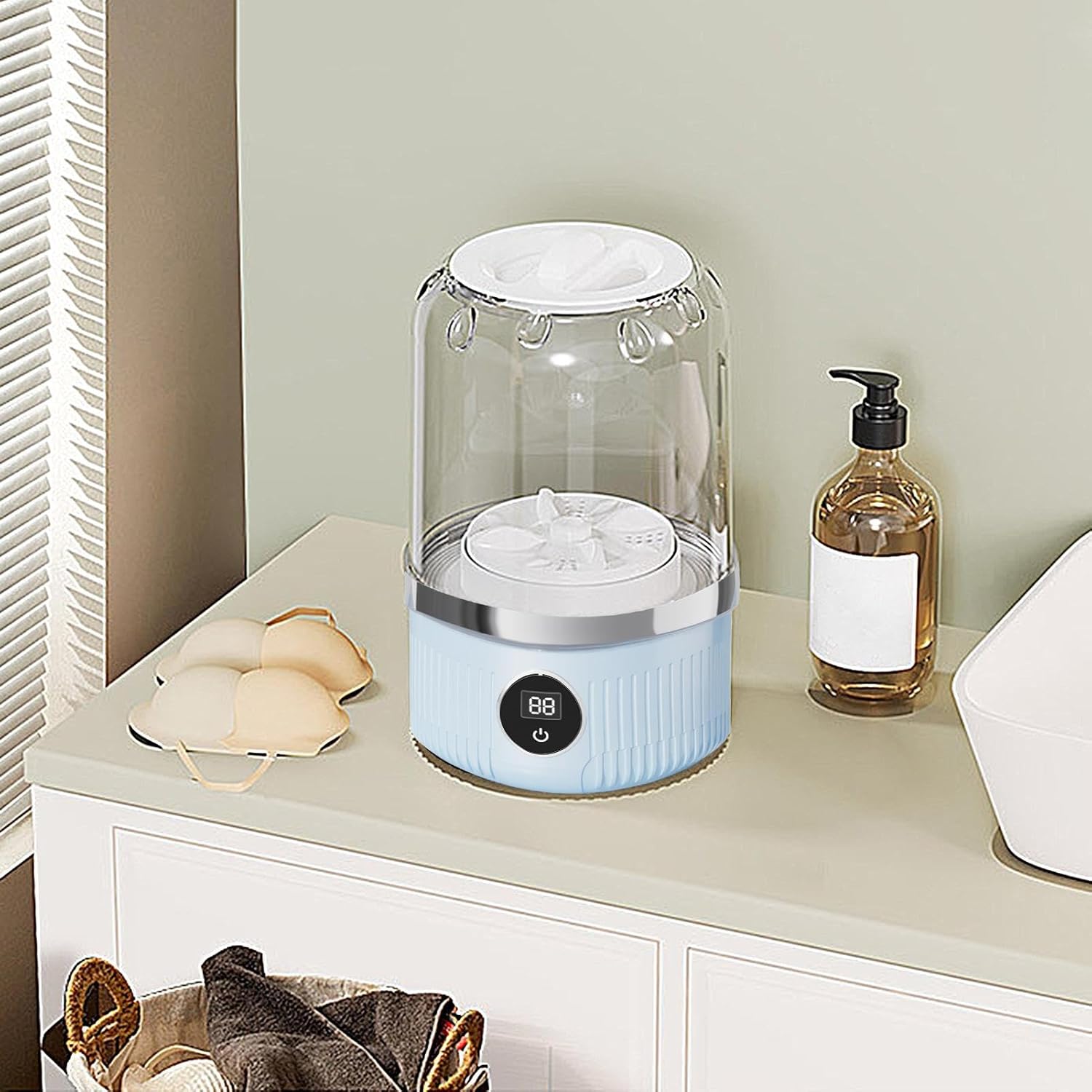 Compact Washer Machine - Portable Mini Washing Machine | Energy-Efficient Laundry Device With 3 Wash Programs, Travel Supplies For Baby Clothes, Socks, Underwear, Dorm, RV, Home, Outdoor