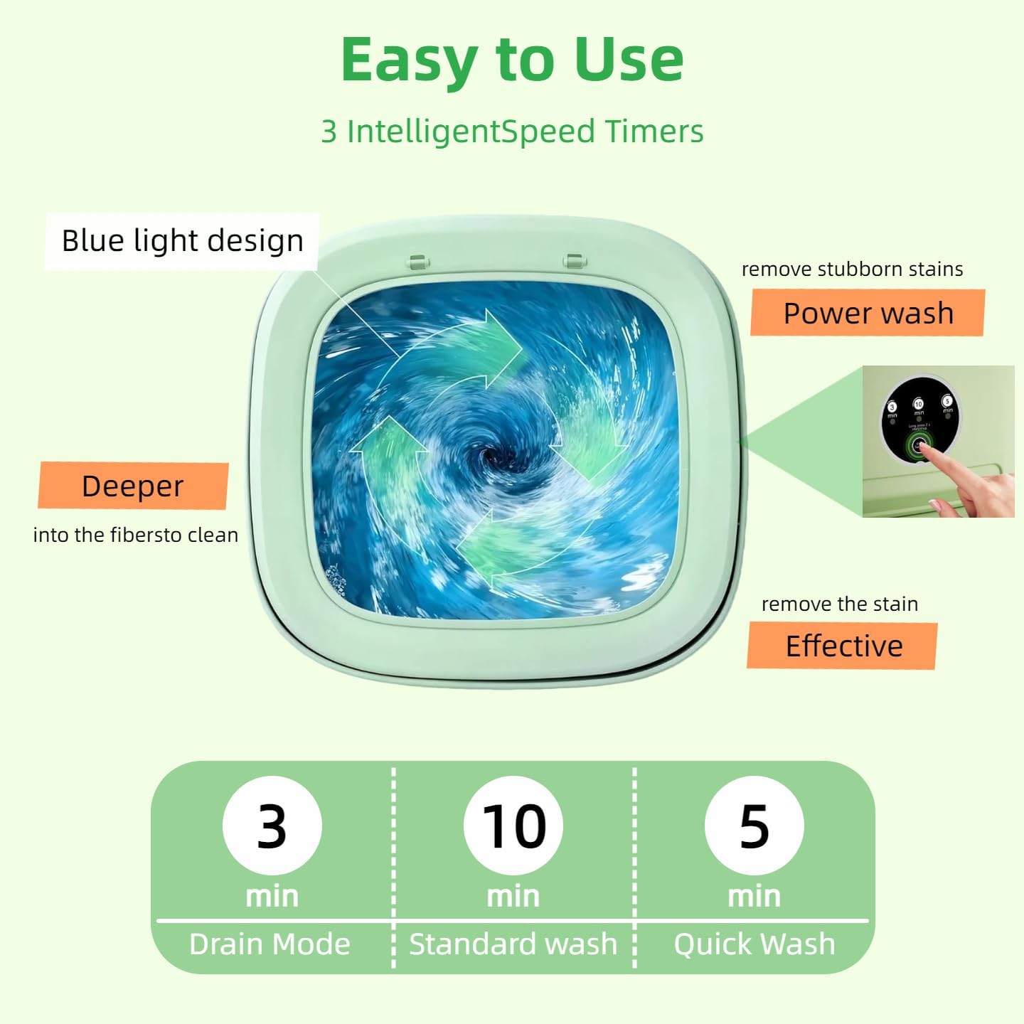 Portable Washing Machine,Mini Washer,16L Upgrade Mini Laundry Machine with Spin Basket,Deep Clean Baby Clothes,Underwear,Socks,Small Pet clothes; Ideal for RV, Dorm, Camping(Green)