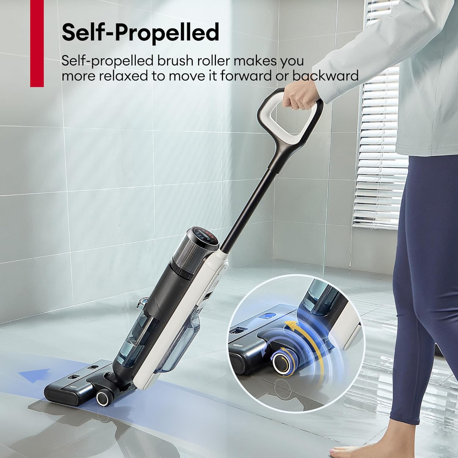 Ultenic Wet Dry Vacuum Cleaner,Cordless Vacuum Mop Combo with Self-Cleaning,Smart Mess Detection,50mins Runtime,3-in-1 Vacuum Mop for Hard Floors,Edge Cleaning,LED Display,Black,AC1 Elite