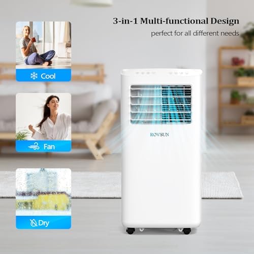 ROVSUN 10000 BTU Portable Air Conditioner with Remote Control, 3-in-1 Room AC Unit, Fan & Dehumidifier with Digital Display, 24H Timer & Installation Kits for Home Office Dorm