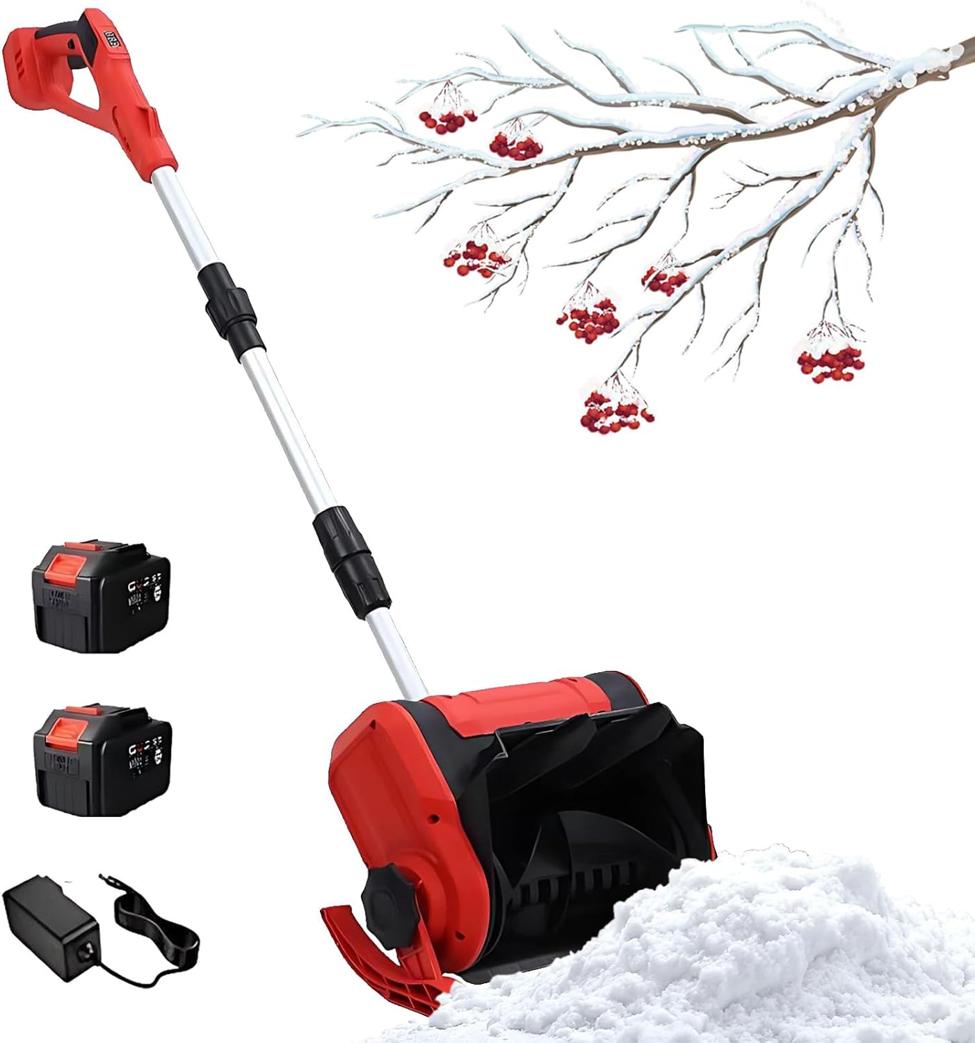 Cordless Snow Shovel Electric, 20V Brushless Snow Blower with 2X 4.0Ah Batteries & Charger, 13