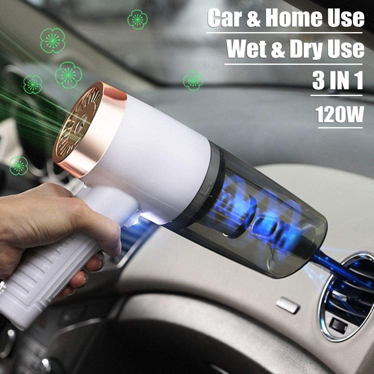 Portable Car Vacuum Cleaner High Suction Handheld for Car Wet and Dry Dual-Use Vacuum Cleaner Rechargeable Mini Vacuum Cleaner(Color:A)
