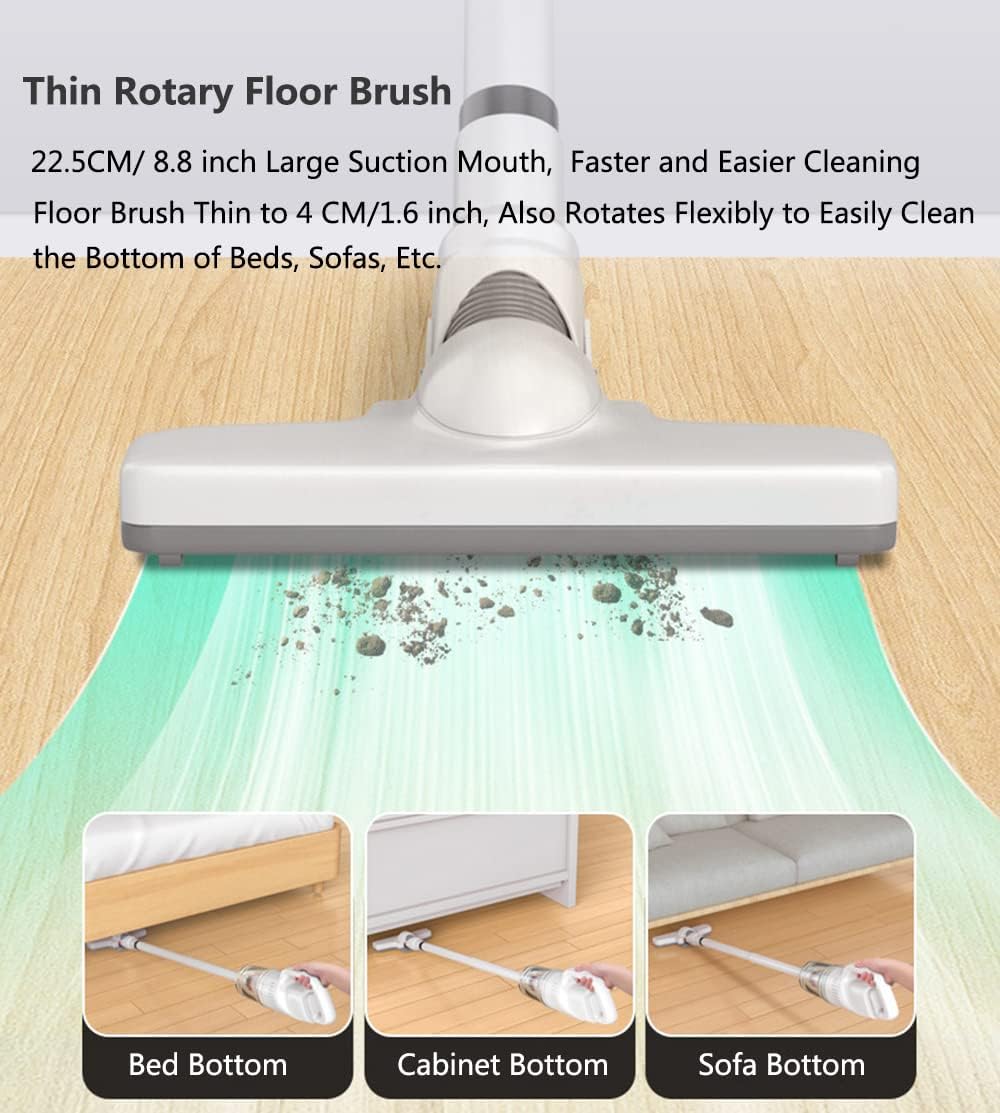 Lightweight Stick Vacuum Cleaner Cordless Rechargeable, 12000pa Powerful Suction Cordless Upright Vacuum Cleaners Rechargeable with HEPA Filter, Stick Vacuum for Pet Hair Carpet and Hardwood Floors