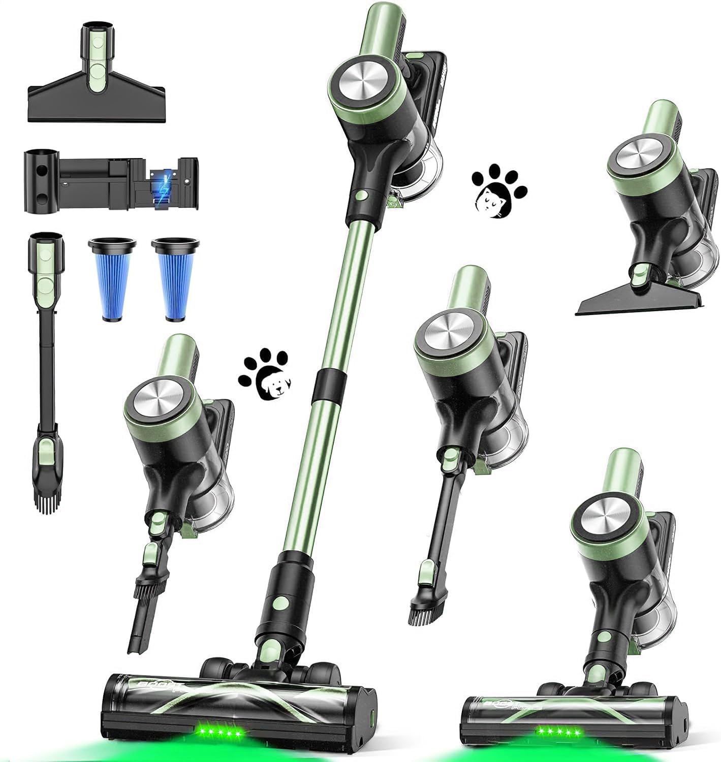 Cordless Vacuum Cleaner, 48Kpa Vacuum Cleaners for Home, 55Mins Stick Vacuum with Self-Standing & LED Display, Anti-Tangle & Wall Mount Charging, 8 in 1 Lightweight Vacuum for Pet Hair/Carpets/Floors
