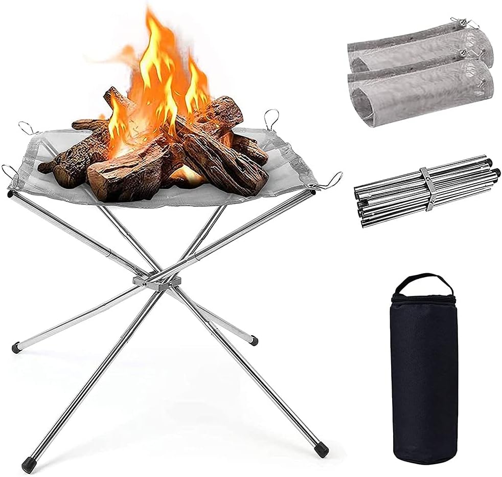 Home Folding Fire Pit Garden Party Bonfire Stand Outdoor Bonfire Equipment Stainless Steel Foldable Carbon Stove, Bearing 5kg