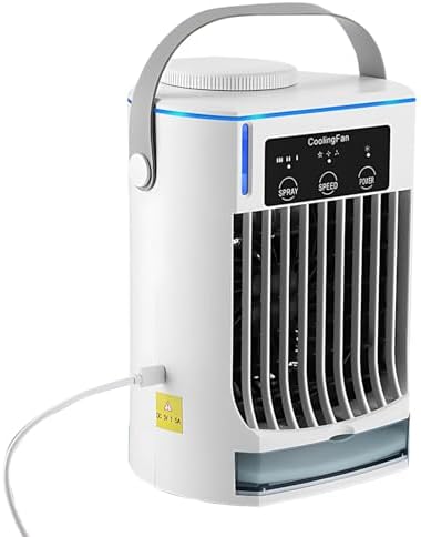Rechargeable Desk Mini Air Conditioner, Usb-C Fan With 3 Speeds, 500 Ml Water Tank, Ideal For Dorm, Office And Bedroom