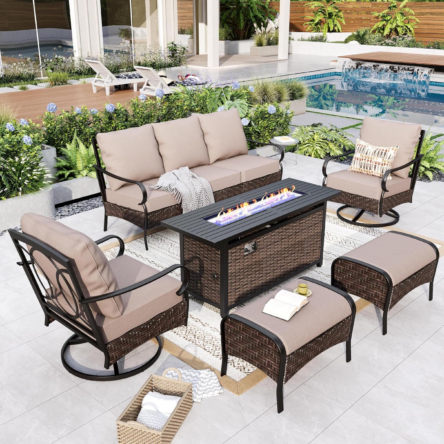 GREEN PARTY Extra Large Outdoor Patio Furniture Set with 56