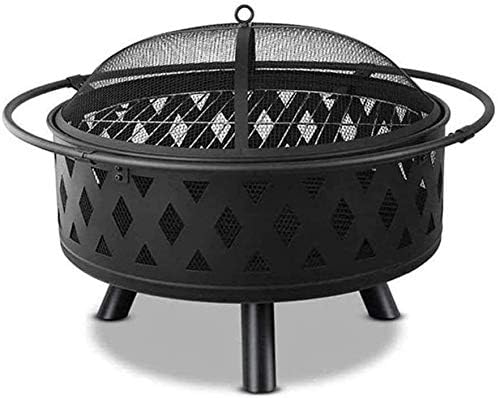 Fire Pits Outdoor Wood Burning Large Bonfire Wood Burning Patio Coal Grill Firepit for Outside Grill Charcoal Smokeless Grill with Spark Screen Poker with Cover BBQ Cooking for Outside Camping Backyar