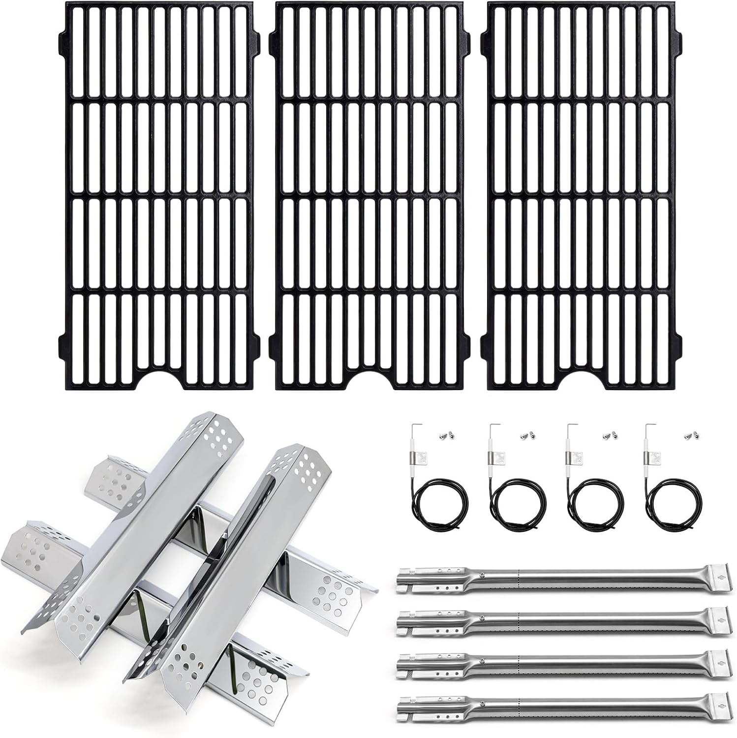 Adviace Grill Replacement Parts for Kitchenaid 720-0745B 720-0745 720-0745A, Replacement for Kitchenaid Grill Parts 720-0745B, Grill Grates Heat Plates Burner Ignitor Kit for Kitchen Aid 720-0745B