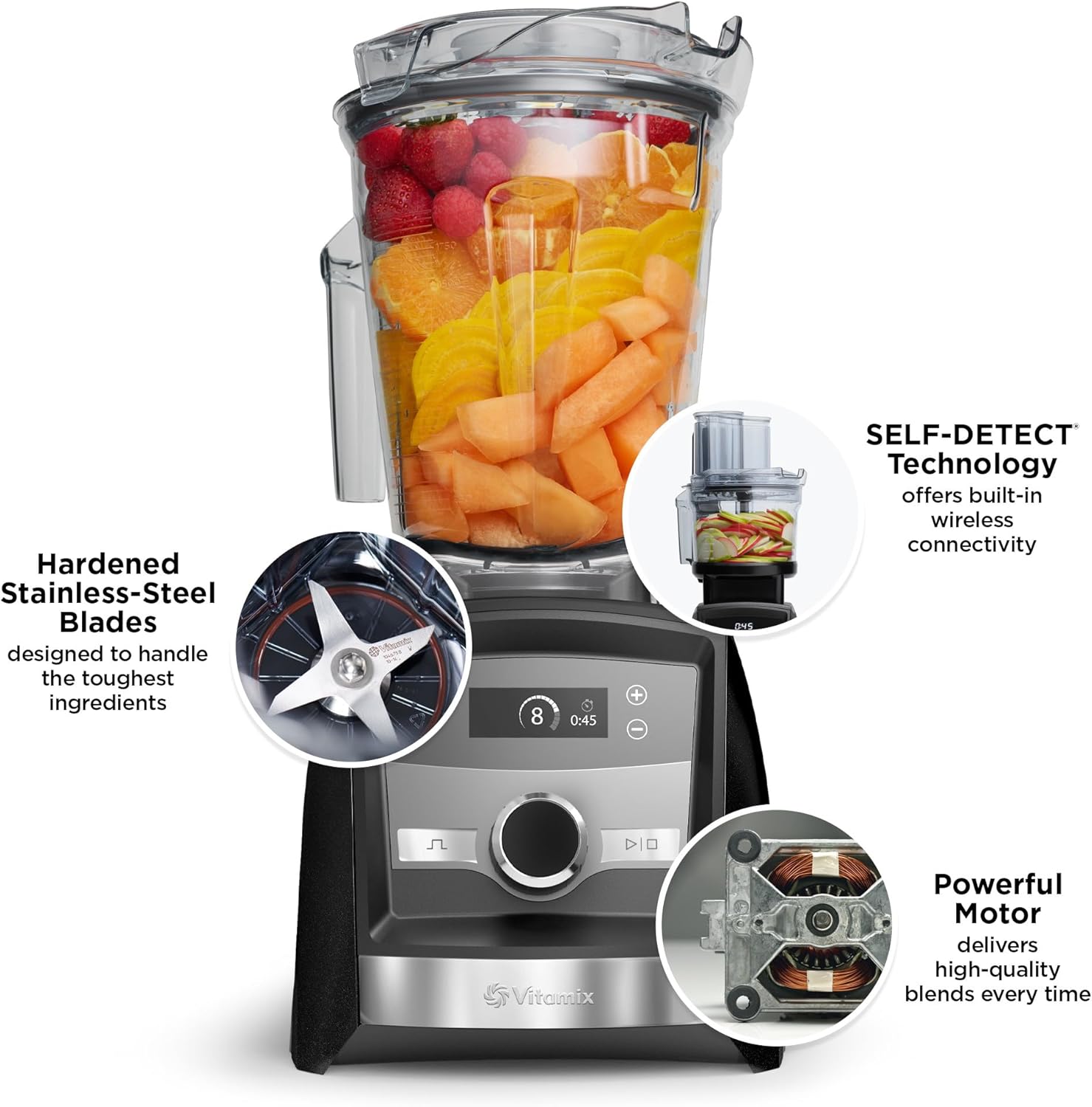 Vitamix A3300 Ascent Series Smart Blender, Professional-Grade, 64 oz. Low-Profile Container, Black Diamond (Renewed)