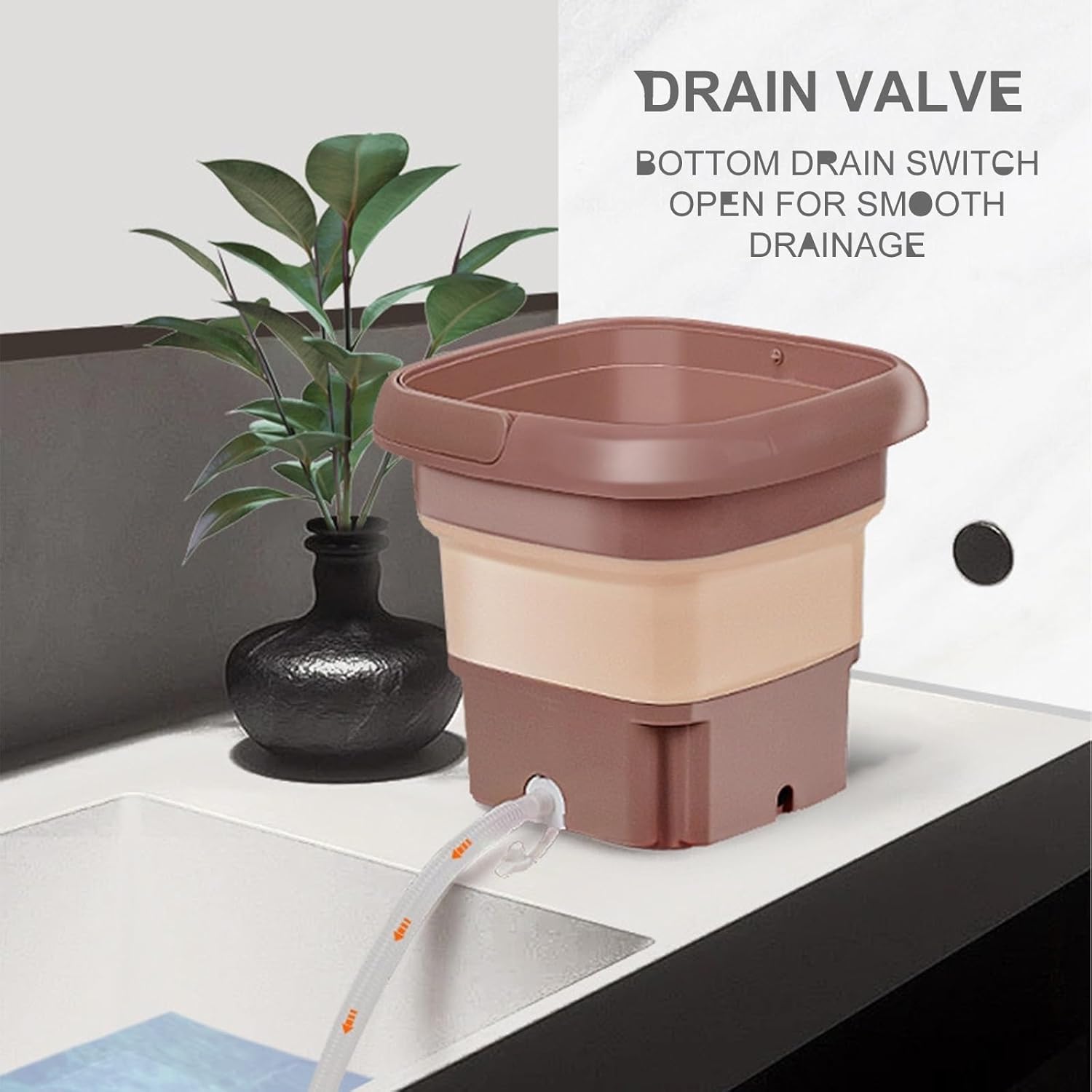 Portable Folding Mini Washing Machine, 6L Large Capacity, with Clothes Basket, Suitable for Washing Baby Clothes, Underwear, Socks, Suitable for Apartments, Dormitories, Camping ( Color : Brownm )