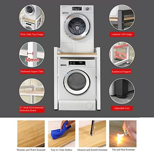 Washing Machine Storage Rack，Adjustable Front Loader Washing Machine Stand Rack 400KG Load Capacity Space Saving Storage Solution for Laundry Room Heavy Duty Laundry Appliance