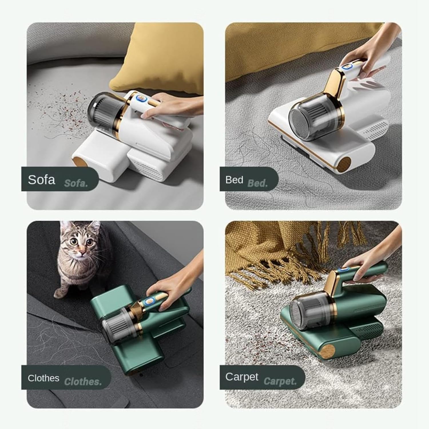 Bed Vacuum Cleaner Uv Sanitizing, 3-in-1 Wireless Mattress Vacuum High-Frequency Vibration, Uv Lighting Sofa Vacuum Cleaner for Bed, Mattresses, Pillows, Sofa, Carpets,Green