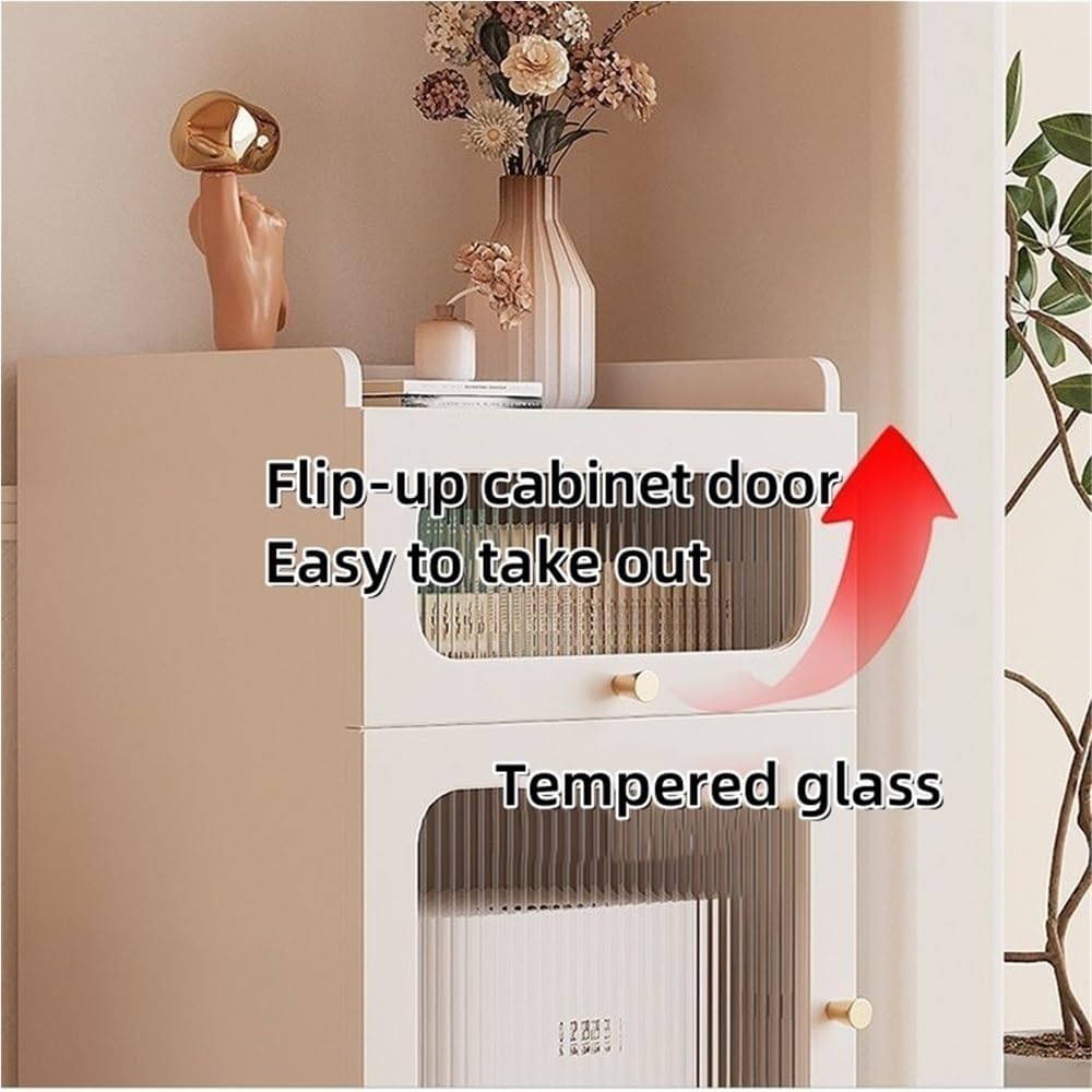 Modern Robot Vacuum Cabinet with Wheels, Movable Side Cabinet with Doors and Drawers, Hidden Storage Cabinet for Living Room, Kitchen, Office(Natural)