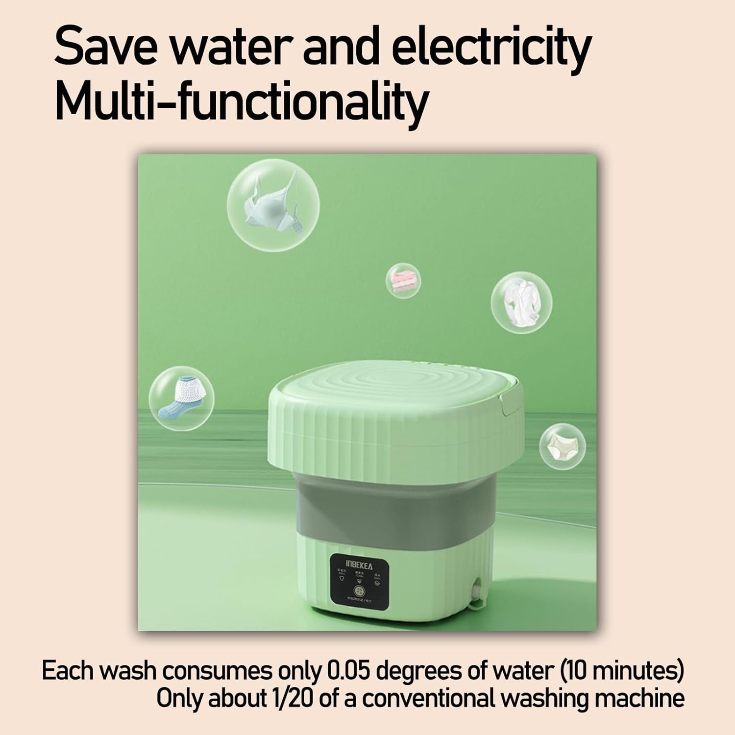 DELURA Portable Washing Machine,6L Large Capacity Small Washing Machine,Foldable Washing Machine with Spin-Dry Basket,Mini Washer for Washing Small Pieces of Clothing, Underwear,Socks (Color : B)