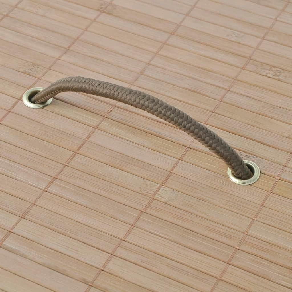 Bamboo Laundry Bin Round Natural with Removable Polyester Liner and Foldable Design for Home Organization and Storage