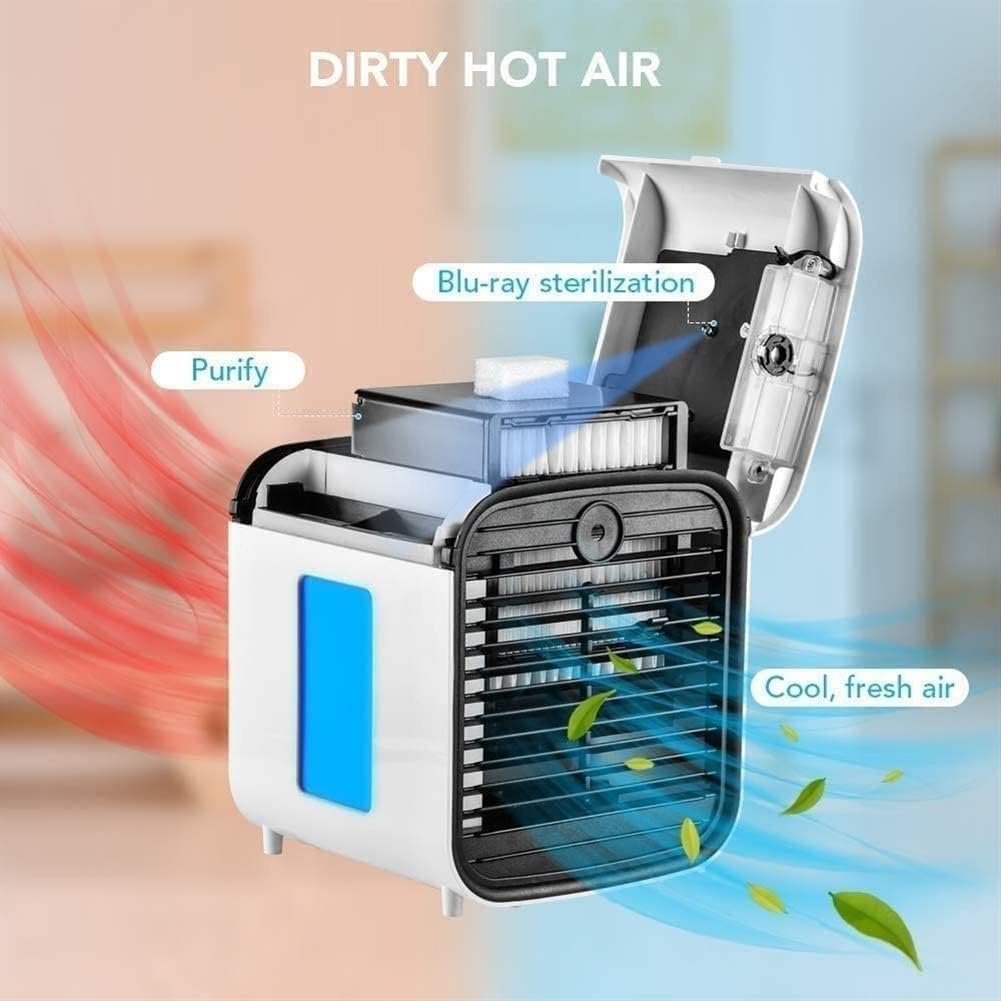 Portable Air Conditioner, Mini Desktop Air Cooler, Desktop Table Cooling Fan, USB Powered Small Evaporative Cooler for Home, Dorm, Camping, Office