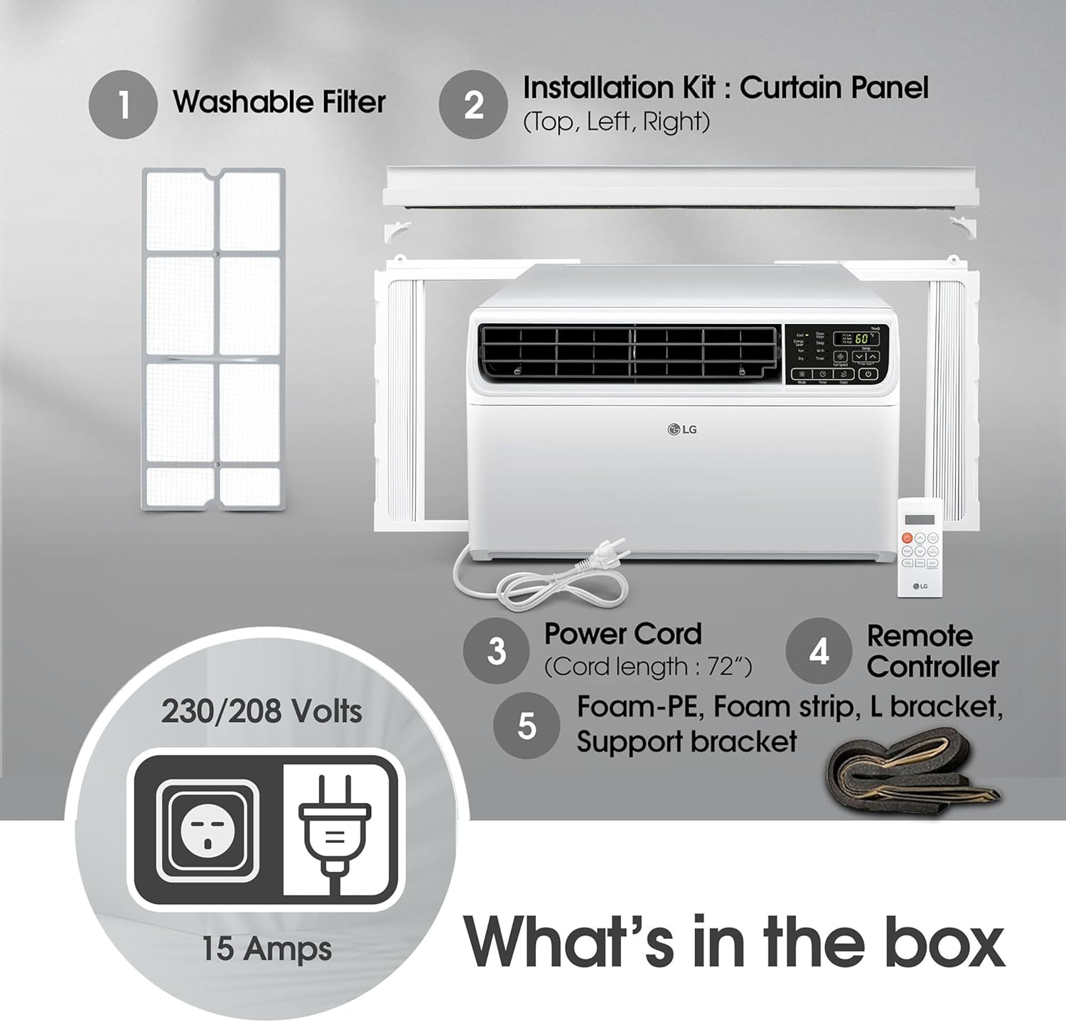 LG 23,500 BTU Dual Inverter Smart Window Air Conditioner, 230V, Air Conditioner Cools Rooms up to 1,440 Sq. Ft., Ultra Quiet Operation, with LG ThinQ, Amazon Alexa & Hey Google, White