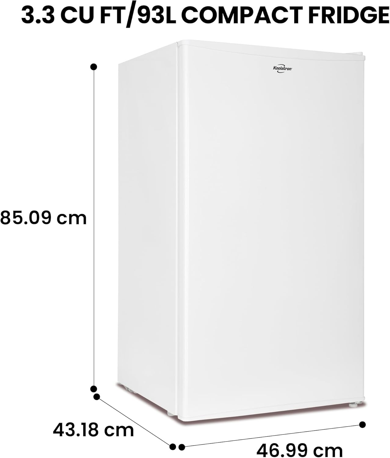 Koolatron Refrigerator - Mini Fridge With Freezer For Kitchen, Bedroom, office, Dorms, Cool Storage For Wine, Beverages, Compact Free Standing, Neveras Pequeñpara, 3.2 Cubic Feet Capacity, White