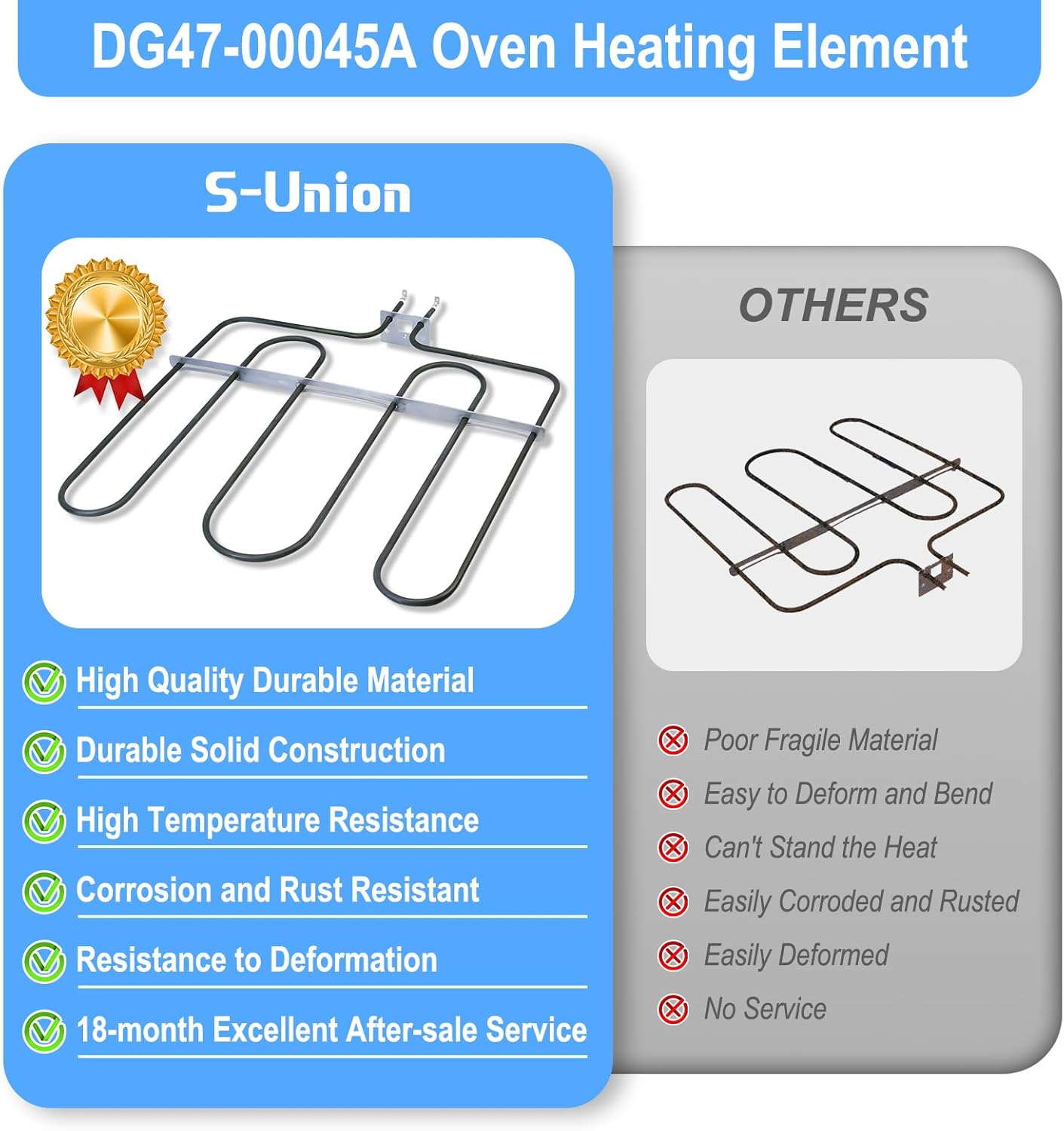 UPGRADED DG47-00045A Broil Element Heater Compatible with Samsung Electric Freestanding Range,DG47-00045A Oven Heating Element Samsung Oven Baking Element Convection Heater Stove Replacement Parts